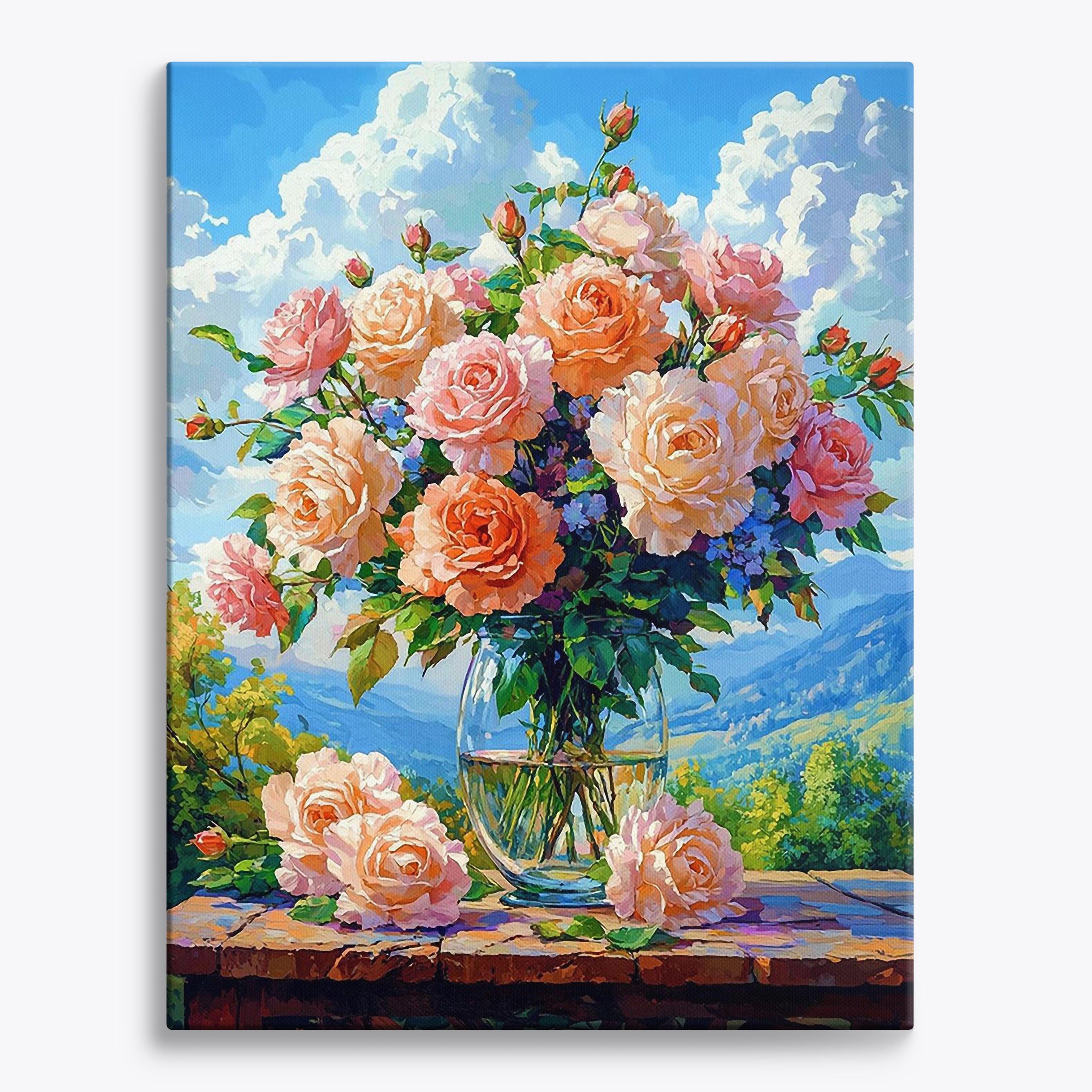 Colorful Roses No Frame / Regular (19.7"x15.75"/50x40cm) / 24 colors