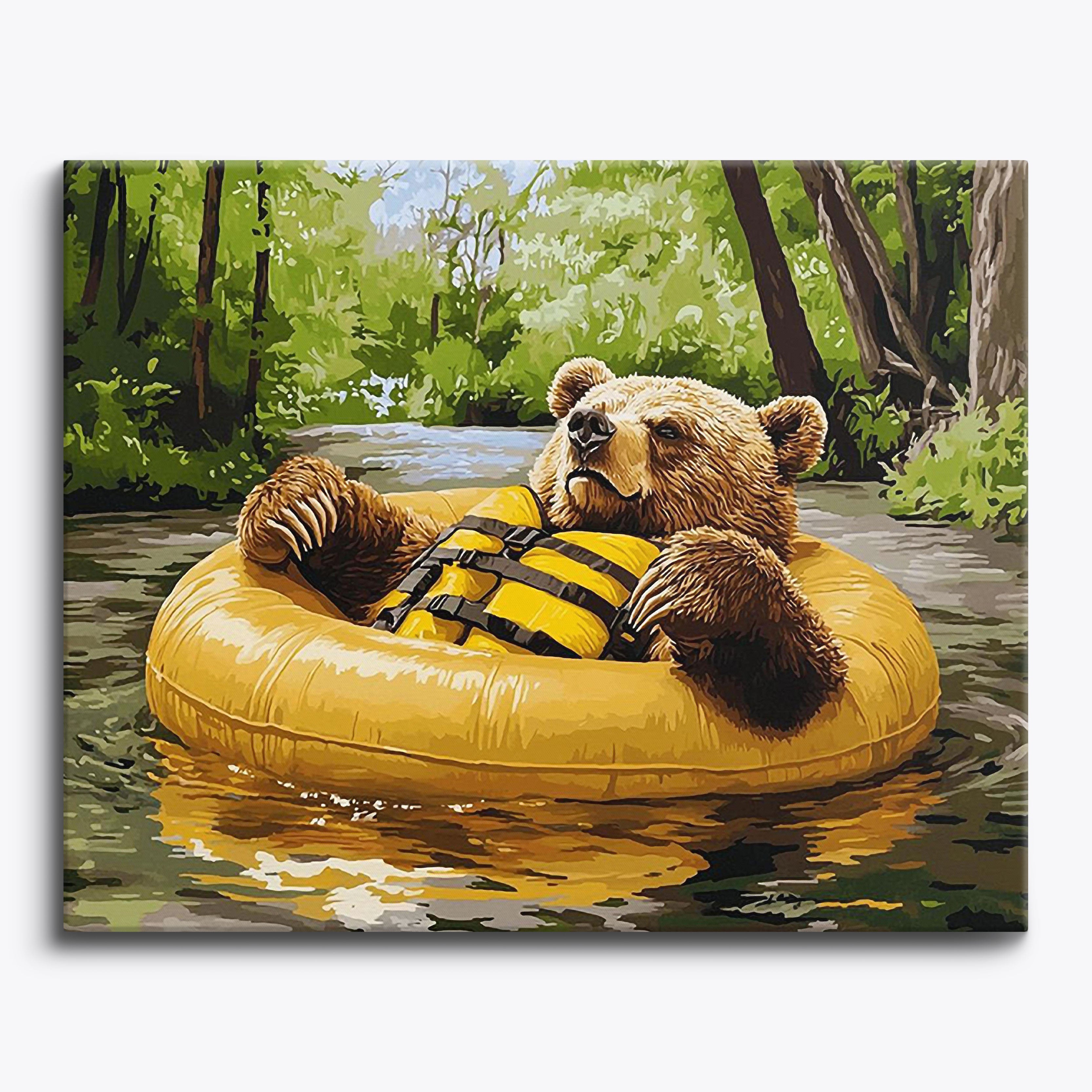 River Tubing Bear No Frame / Regular (15.75"x19.7"/40x50cm) / 24 colors