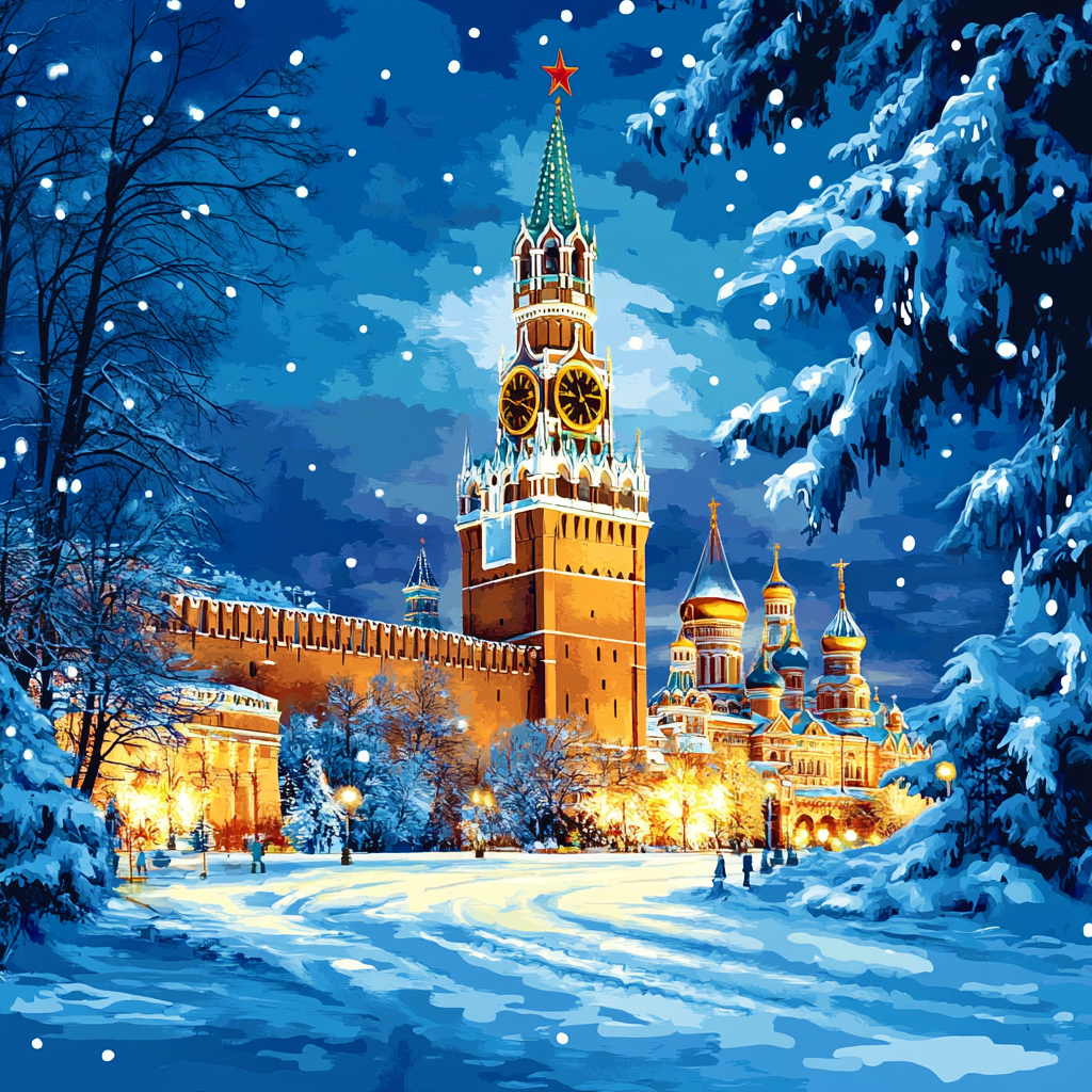 Snowy Kremlin Evening