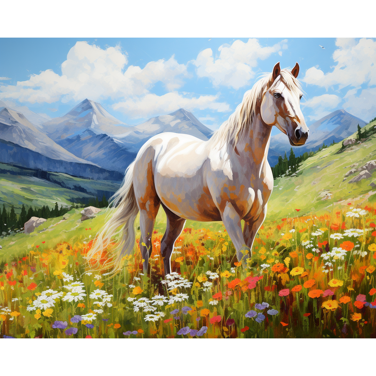Graça do cavalo branco de Meadow